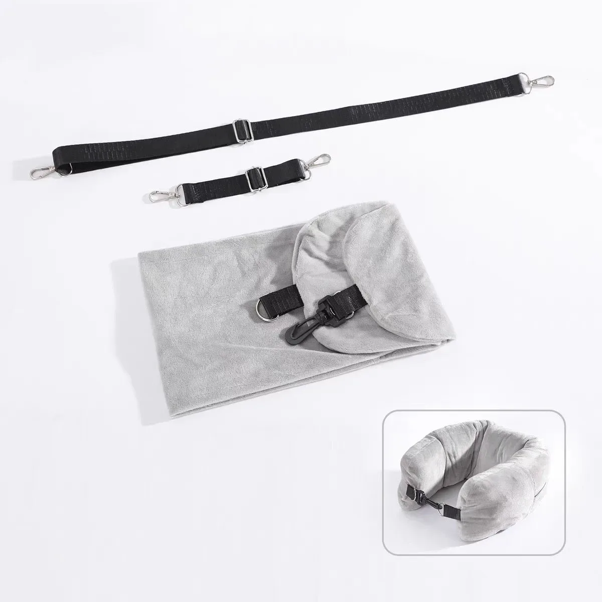 coussin de voyage pour le cou avec sac de rangement pour vêtements, housse de coussin en forme de u en polaire cristalline pour les voyages en avion