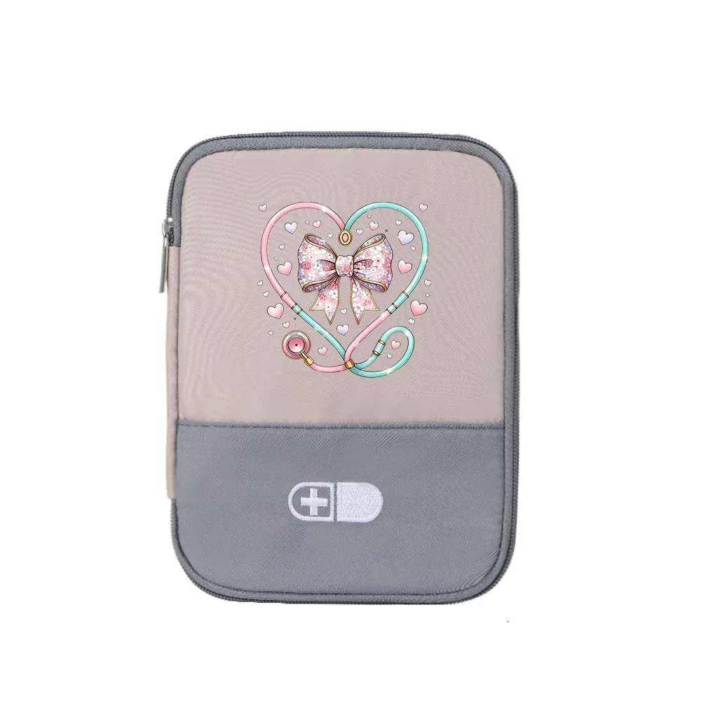 sac de rangement pour médicaments de grande capacité, design stéthoscope et nœud papillon, organisateur portable pour la maison, usage quotidien, 1 pièce