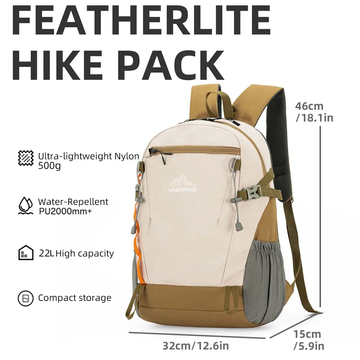 sac de randonnée en plein air pour femmes, sac à dos léger, imperméable et ultra-léger de 22 litres, sac à dos de voyage léger pour l'escalade, pour les élèves du collège et les étudiants