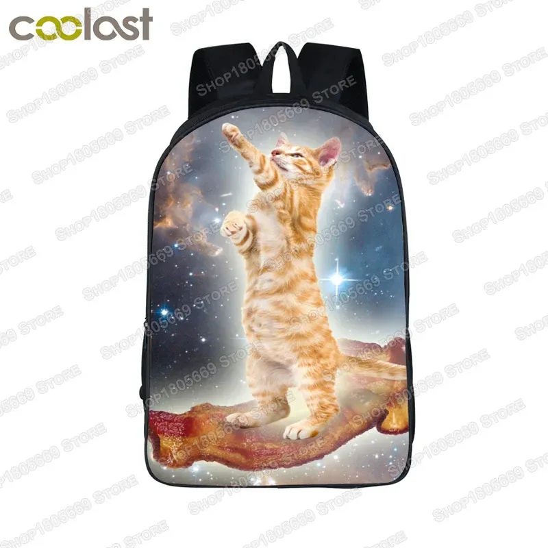 sac à dos licorne chat espace amusant, sac à dos laser chat chat, sac à dos d'école pour enfants et adolescentes, sac à livres pour enfants