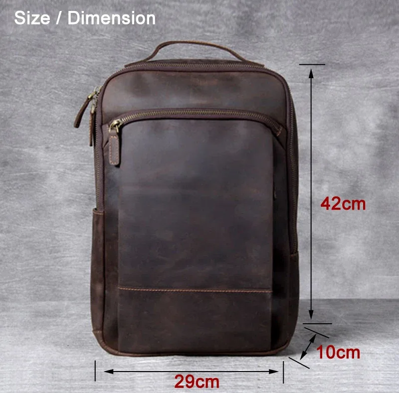 vintage crazy horse sac à dos en cuir véritable hommes sac à dos ordinateur portable en cuir quotidien sac à d