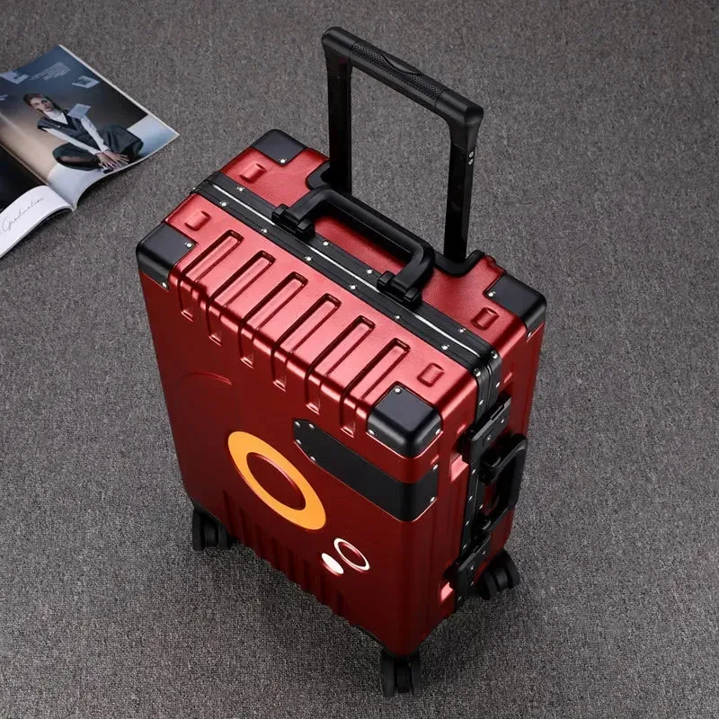 valise à cadre en aluminium, serrure à combinaison super silencieuse, bagages roulants, mode, nouveau boîtier de chariot 20/22/24/28 pouces