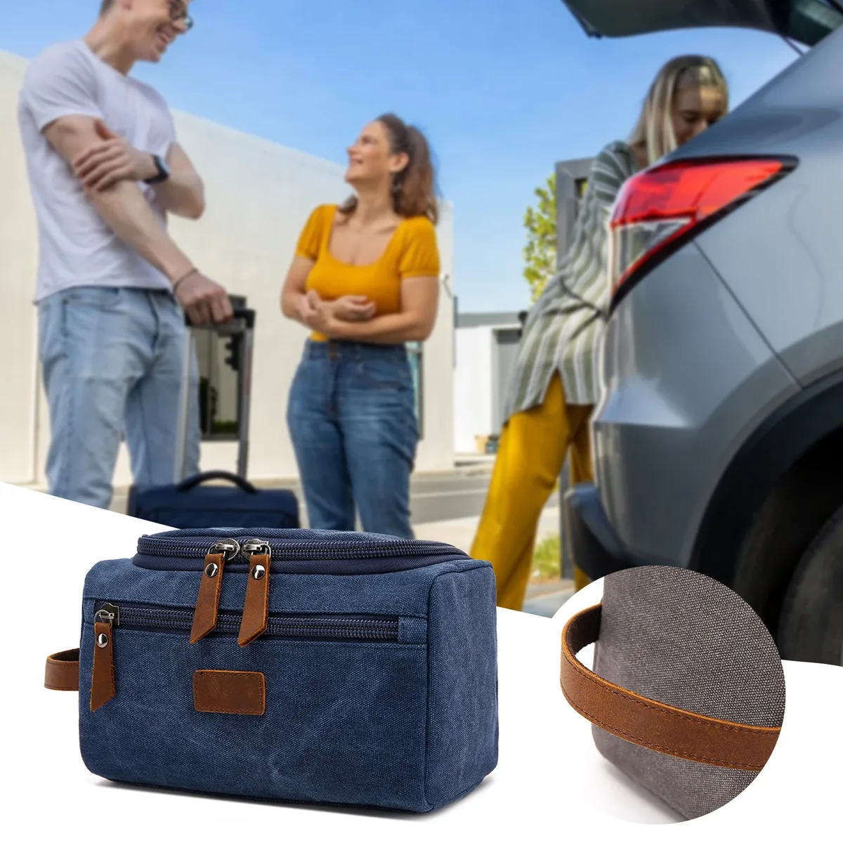 trousse de toilette de voyage multifonctionnelle avec poignée, facile à transporter, légère, pour hommes et fe