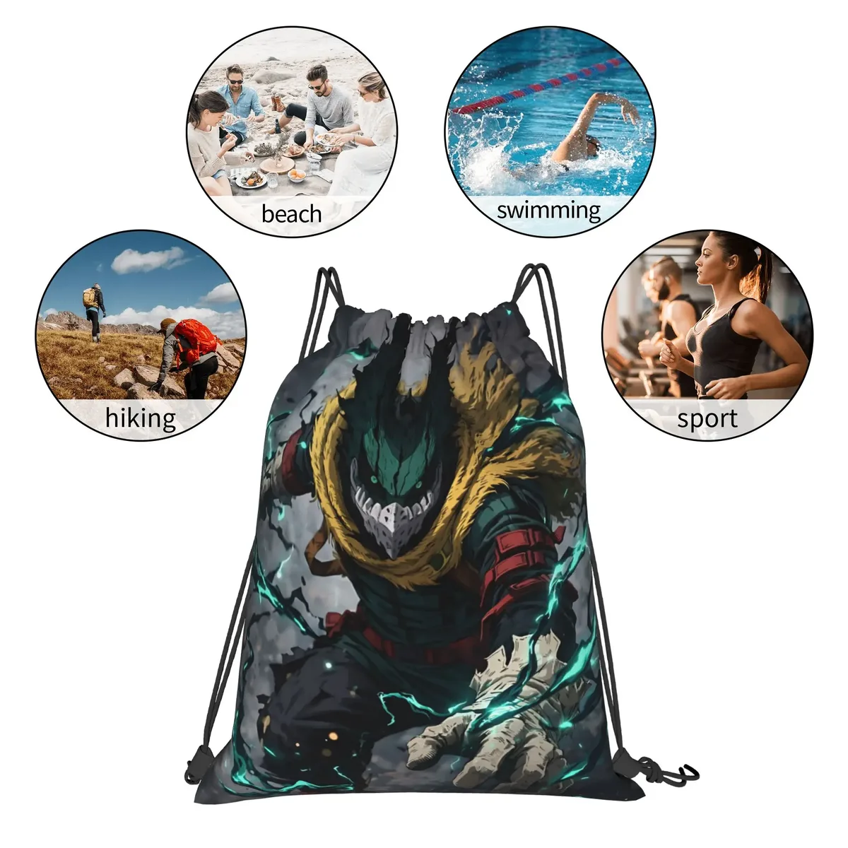 sac à cordon dark deku izuku midoriya my hero academia, sac à dos de rangement pour la gym, sac à chaussures pour l'école, 1 pièce