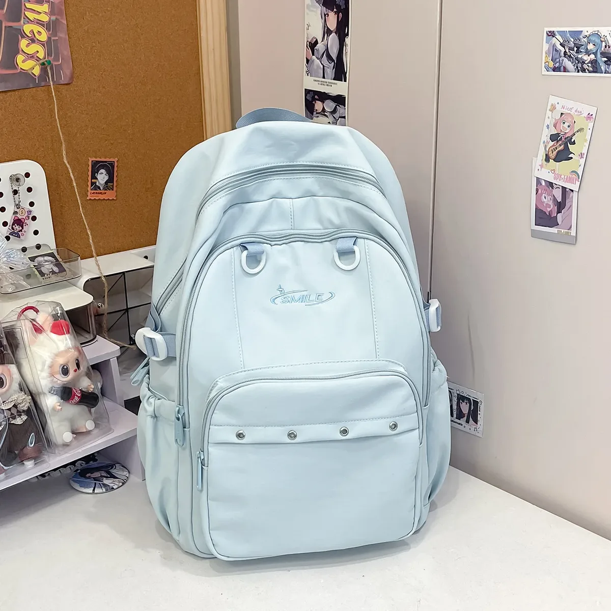 sac à dos brodé avec lettres, grande capacité, léger, respirant, cartable d'école pour étudiants, sac de voyage de loisirs, sac à dos pour fille, sac pour ordinateur portable