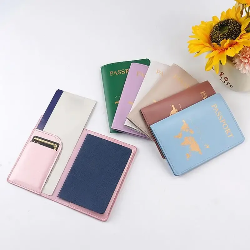 porte-passeport en cuir pu pour femmes, porte-billets, porte-cartes, sac de protection pour cartes, pochette multifonction pour cartes, pochette d'identité pour couples, 1 pièce
