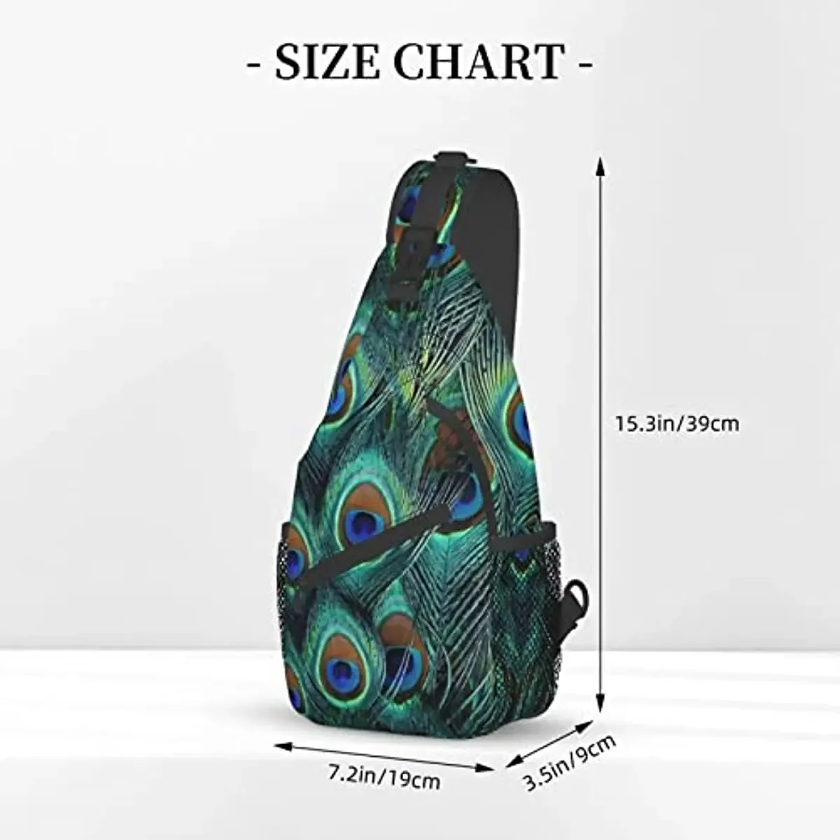 sac à bandoulière plume de paon, sac à dos de randonnée, sac de jour, sac de poitrine, sac à bandoulière pour femmes et hommes