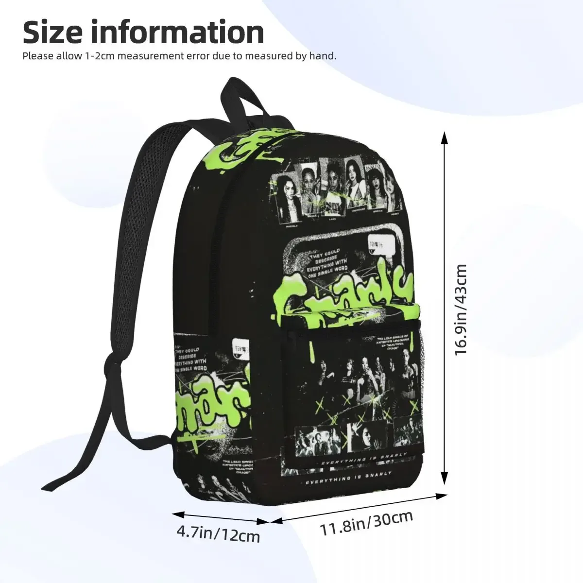 sac à dos d'étudiant katseye gnarly de style coréen, sac d'école, sac à dos de randonnée, sac de voyage pour hommes et femmes, sac à bandoulière