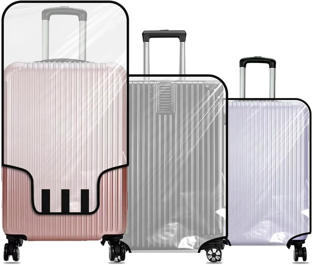 Housse de protection transparente et imperméable pour bagages, résistante aux rayures, à la poussière et aux taches, pour valise de 20 à 30 pouces