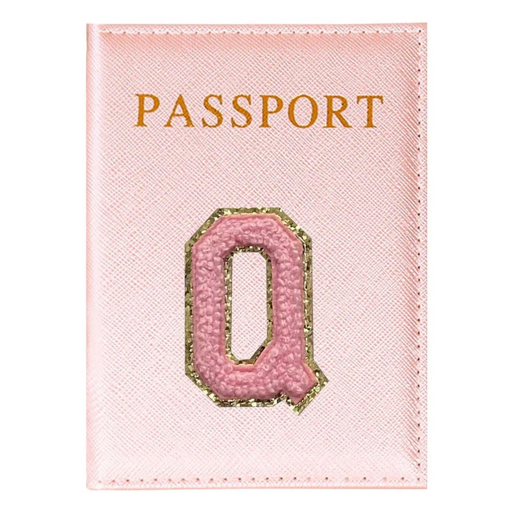 porte-passeport série lettres roses plan aérien accessoires de voyage couverture d'identité portable carte bancaire passeport affaires portefeuille en polyuréthane