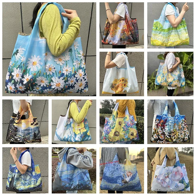 sac de shopping pliable, sac de rangement réutilisable pour épicerie, sac à main en nylon portable, fourre-tout de voyage, nouvelle collection, 1 pièce
