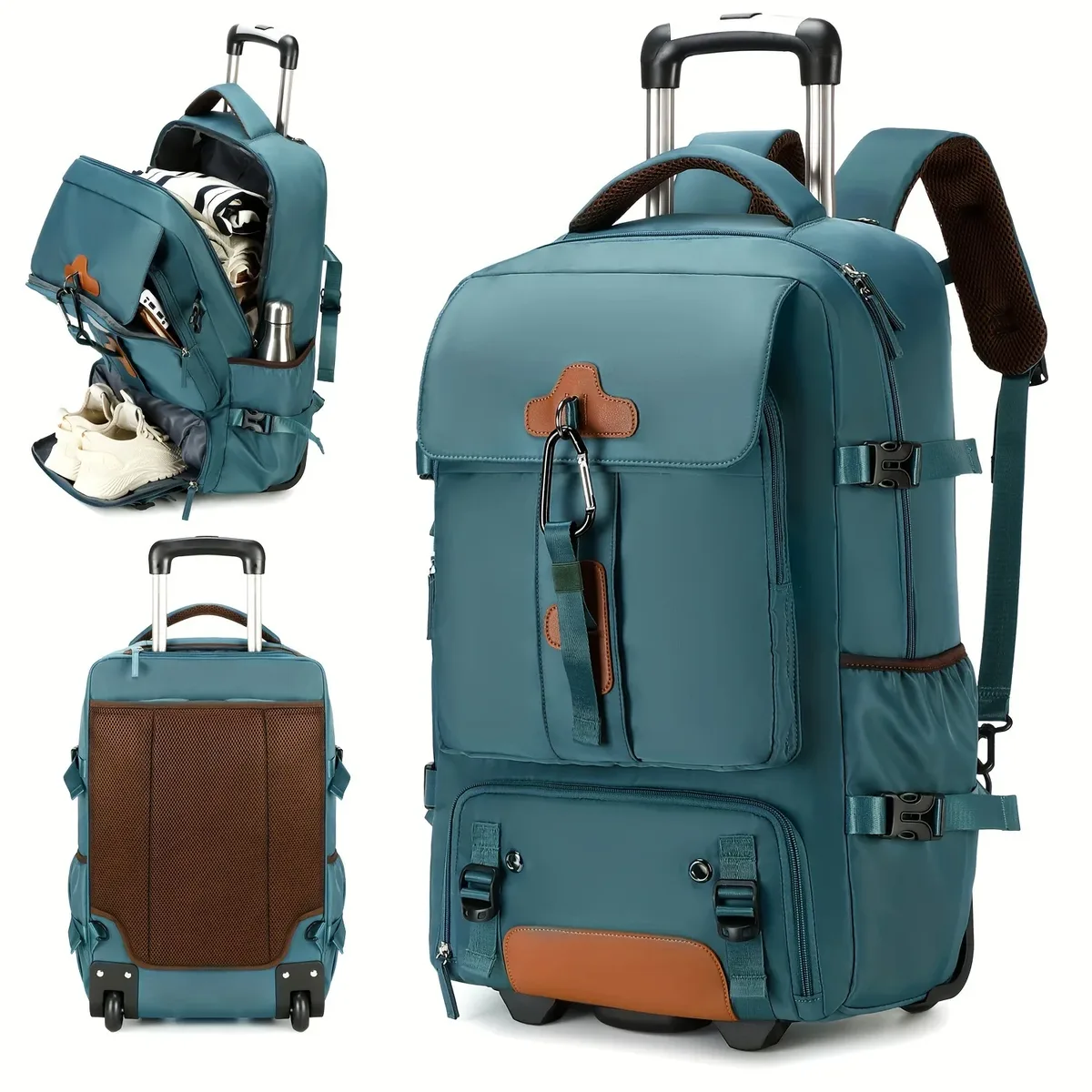sac à dos à roulettes grande capacité, sac à dos de voyage avec roulettes, bagage à main pour hommes, sac à dos de voyage extérieur à roulettes