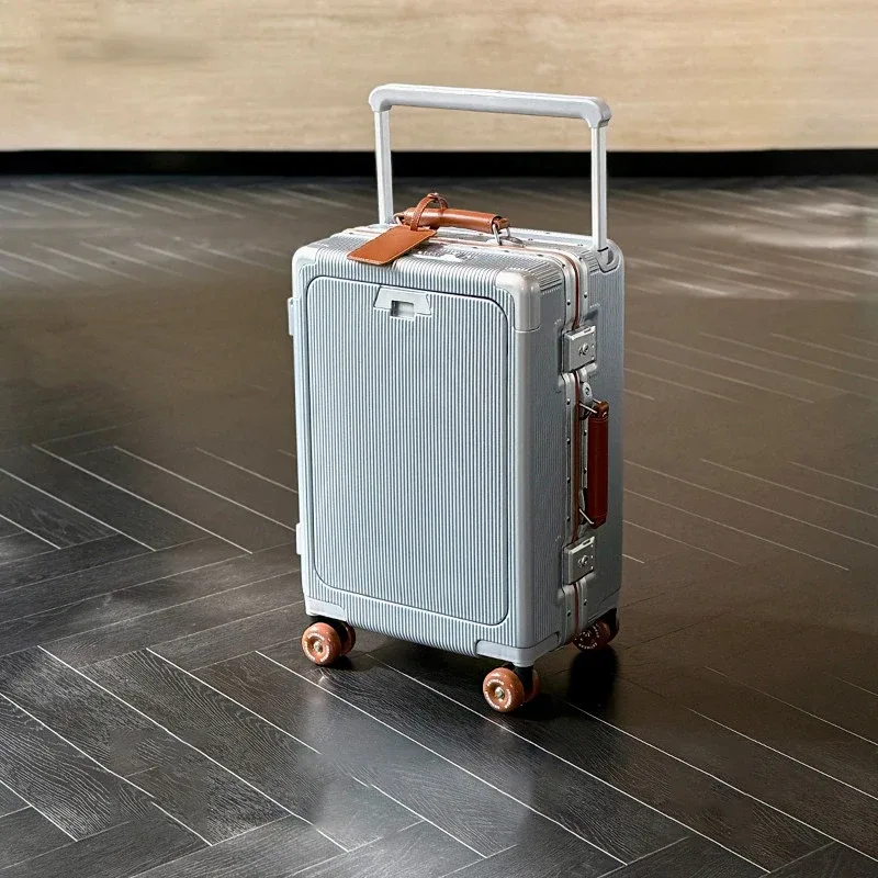 valise de voyage 20/24/26 pouces avec cadre en aluminium, trolley large, bagage cabine avec porte-gobelet, valise à roulettes pour l'embarquement
