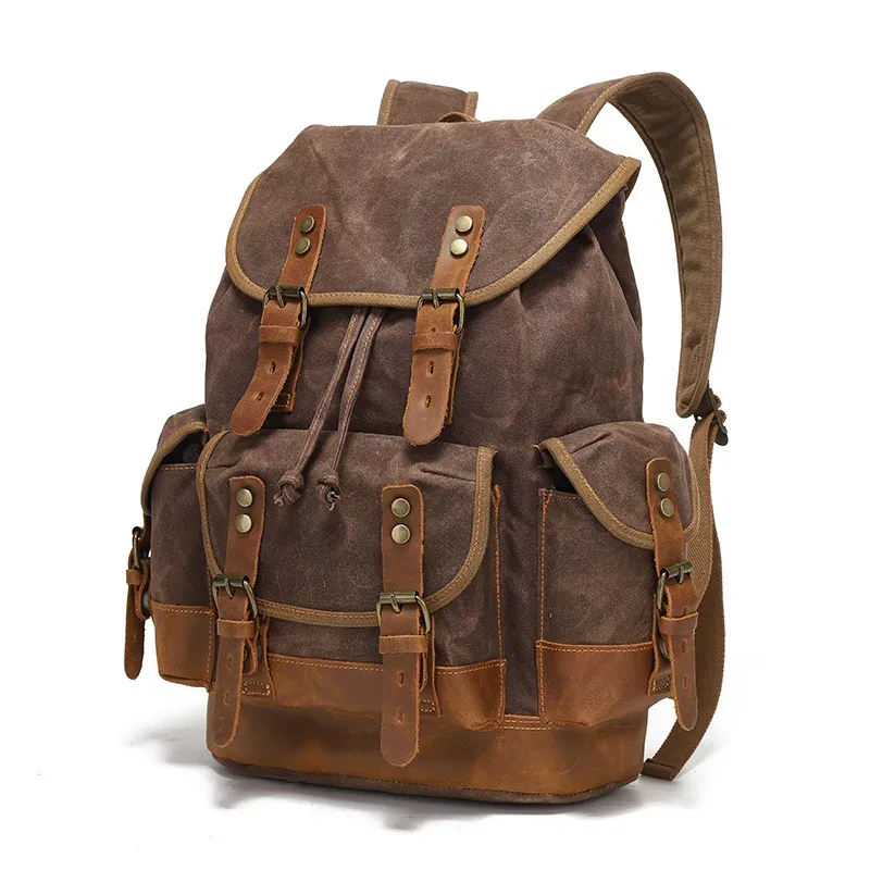 sacs à dos vintage en toile pour hommes, sacs à dos pour ordinateur portable, sacs à dos imperméables, grands sacs à dos de randonnée en toile cirée, sacs à dos de voyage vintage