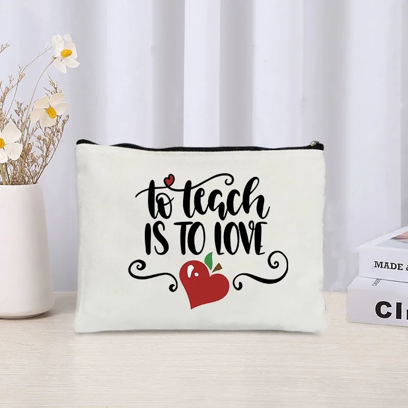 trousse à cosmétiques pour enseignants, sac de maquillage à fermeture éclair, boîte à crayons, rangement de rouge à lèvres, cadeaux de remerciement pour enseignants, retour à l'école, chimzipper