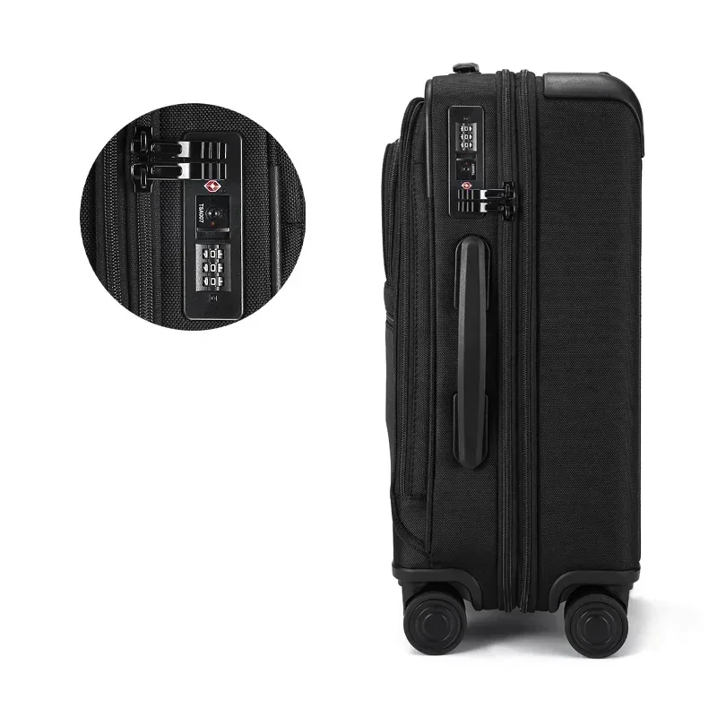 valise à roulettes en nylon balistique de 20 pouces, imperméable et résistante à l'usure pour hommes d'affaires, valise multifonction de haute qualité pour court voyage