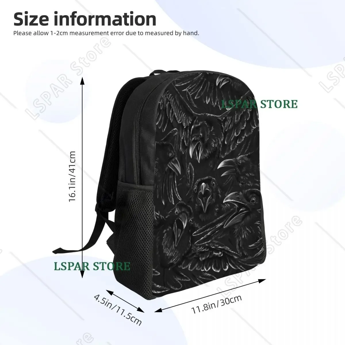 sacs à dos personnalisés raven rage pour étudiants, sacs à livres pour collège et université, adaptés aux ordinateurs portables de 15 pouces, sacs gothiques effrayants avec motif de corbeau pour halloween