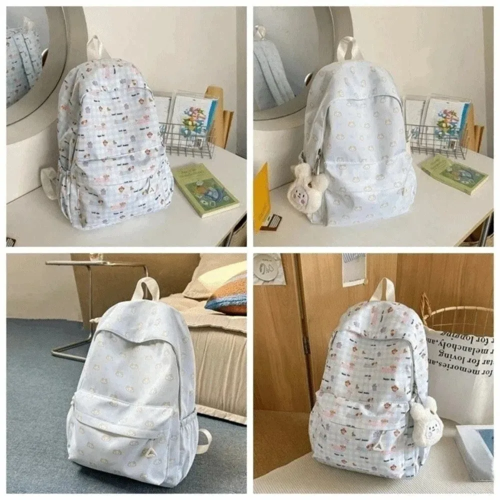 Sac à dos de voyage en nylon grande capacité, imperméable, imprimé chat et chien, motif dessin animé, léger, respirant, pour étudiants et écoliers