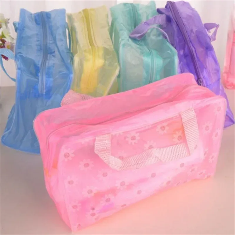 trousse de maquillage de voyage transparente en pvc, trousse de toilette, sac de rangement, boîte à bagages, valise à serviettes, poudres, fermeture éclair, sacs à cosmétiques