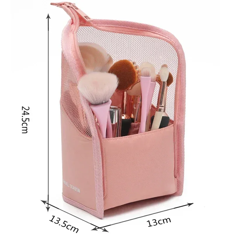 1 pc support sac cosmétique pour femmes clair fermeture éclair sac de maquillage voyage femme maquillage porte-brosse organisateur trousse de toilette