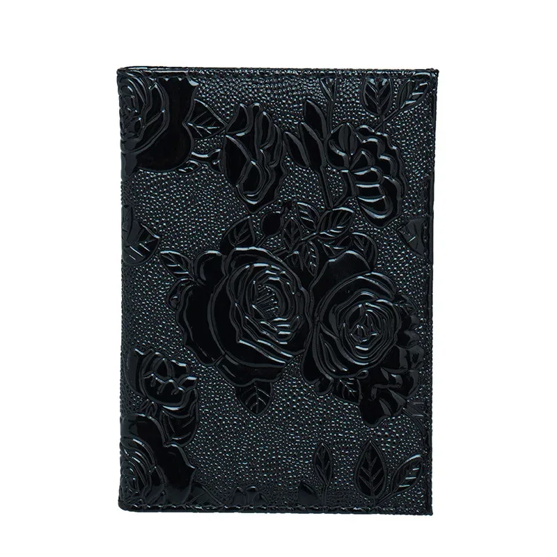 accessoires de voyage housse de passeport fleur de rose porte-passeport en relief housse de carte bancaire portable portefeuille pour femmes et hommes