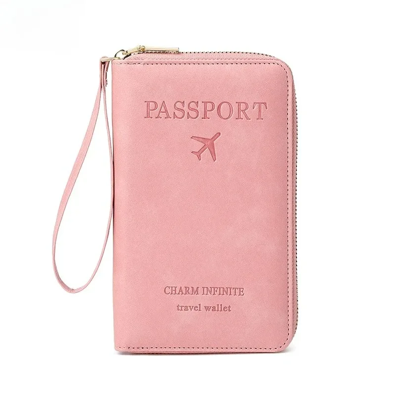 portefeuille de voyage multifonctionnel avec porte-passeport, dragonne, étui zippé pour cartes de crédit et organiseur de billets