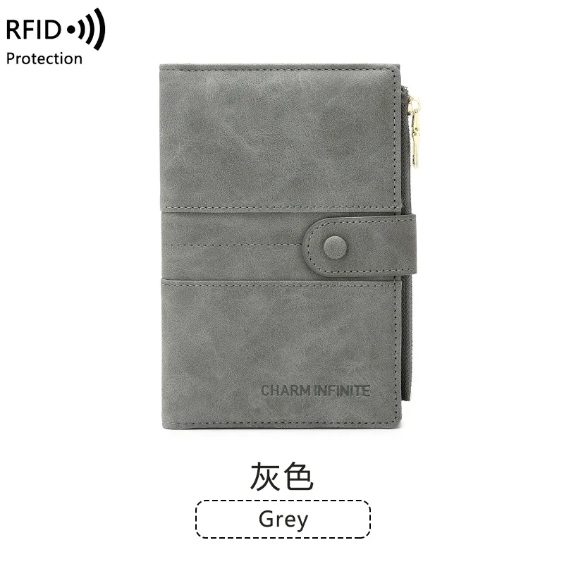 sac de passeport bloquant rfid, couleur unie pu, portefeuille à boucle zippée, porte-carte de billet, porte-passeport de voyage multifonctionnel