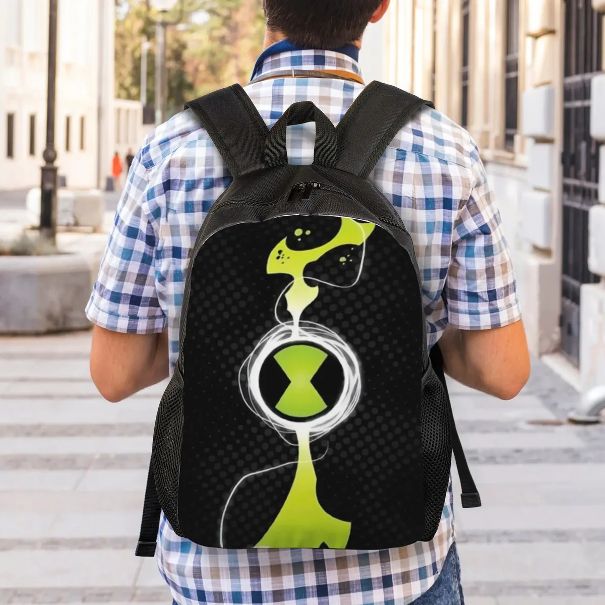 sac à dos ben 10 pour la rentrée scolaire, avec logo ben 10 omnitrix abstrait et sangle réglable