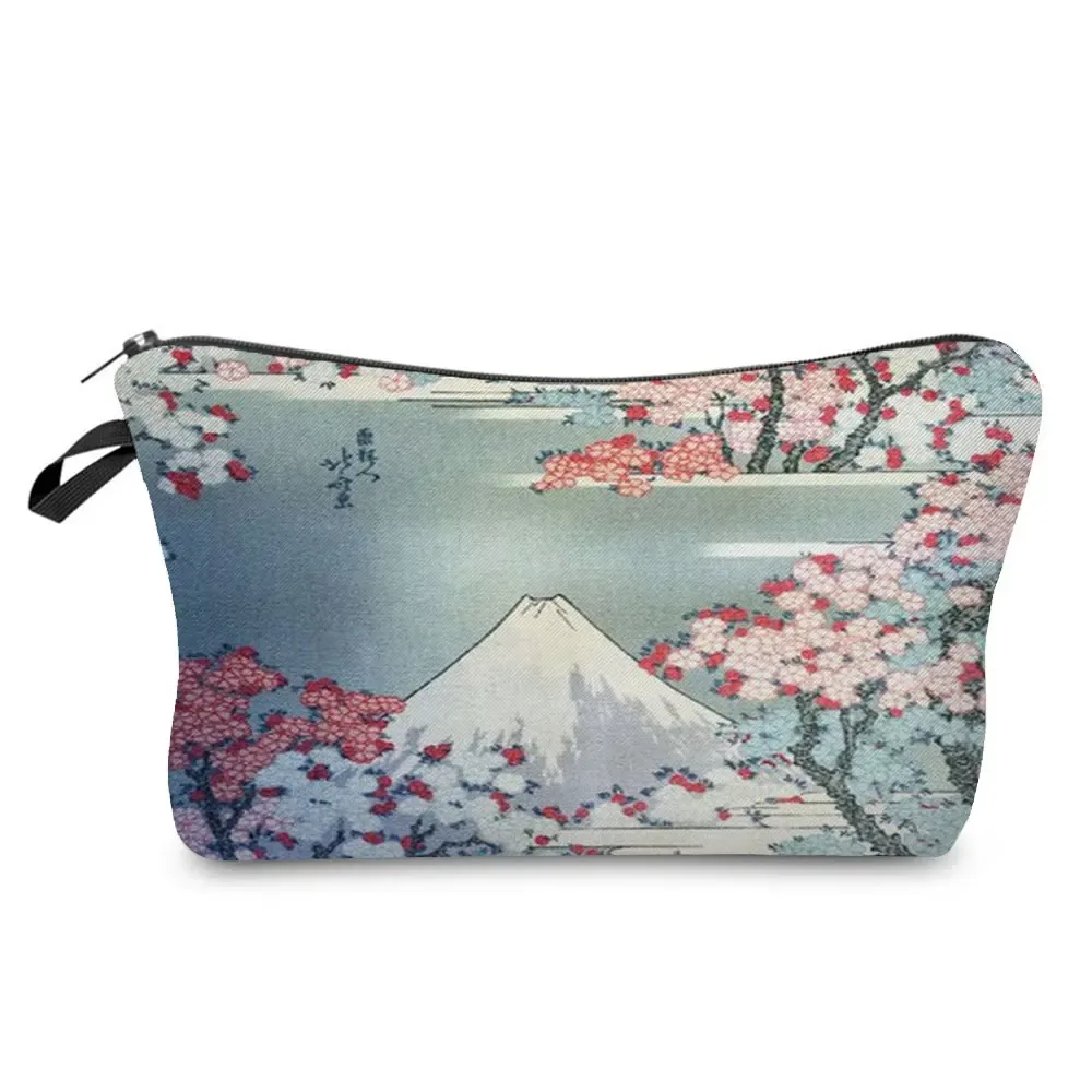 ukiyoe – mini trousse de maquillage pour femmes, design japonais, grue de styliste, trousse de toilette de voyage de plage, trousse à cosmétiques écologique réutilisable