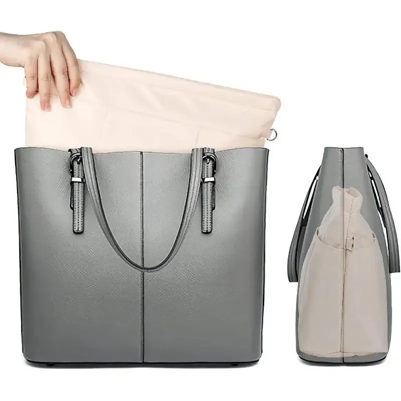 sac de rangement cosmétique vintage avec fermeture éclair, multi-poches, couleur unie, multifonctionnel pour femmes