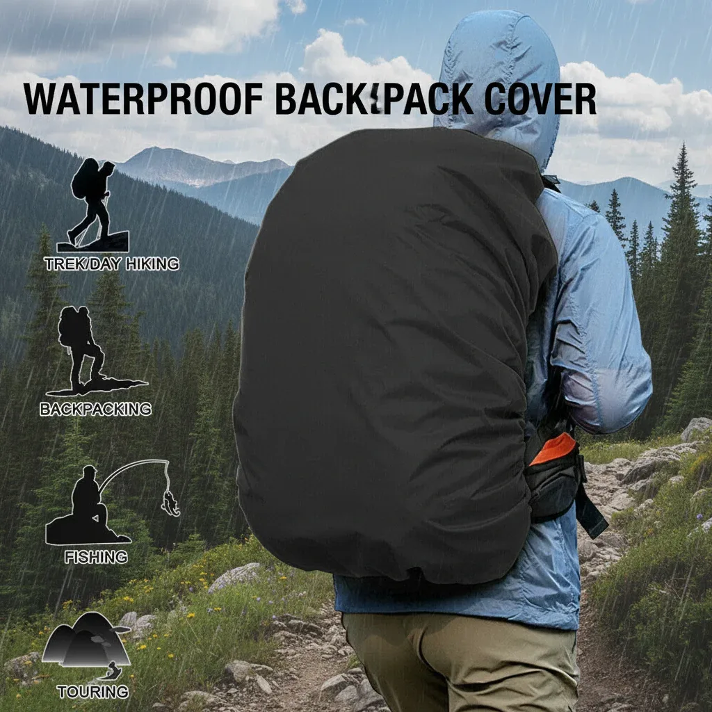 Sac à dos réglable imperméable et anti-poussière 20-80L, housse de protection pour randonnée sportive, sac à bandoulière, protection contre la pluie, ultraléger, portable, pour l'extérieur