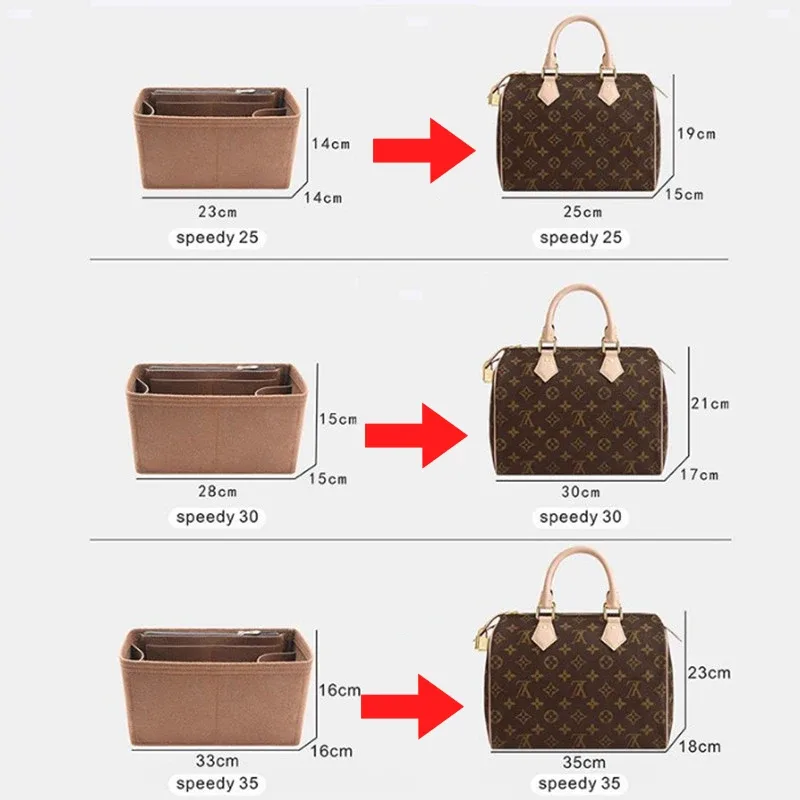 organisateur d'insertion de sac à main en feutre détachable pour sac à main de luxe speedy 25 30 35 sac de maquillage shaper liner pochette intérieure de voyage