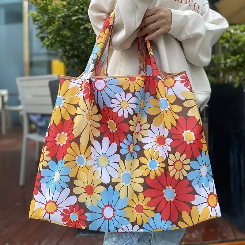 sac à cordon de couleur unie de grande capacité, sac de courses pour supermarché, sac fourre-tout pliable et portable, sac à bandoulière