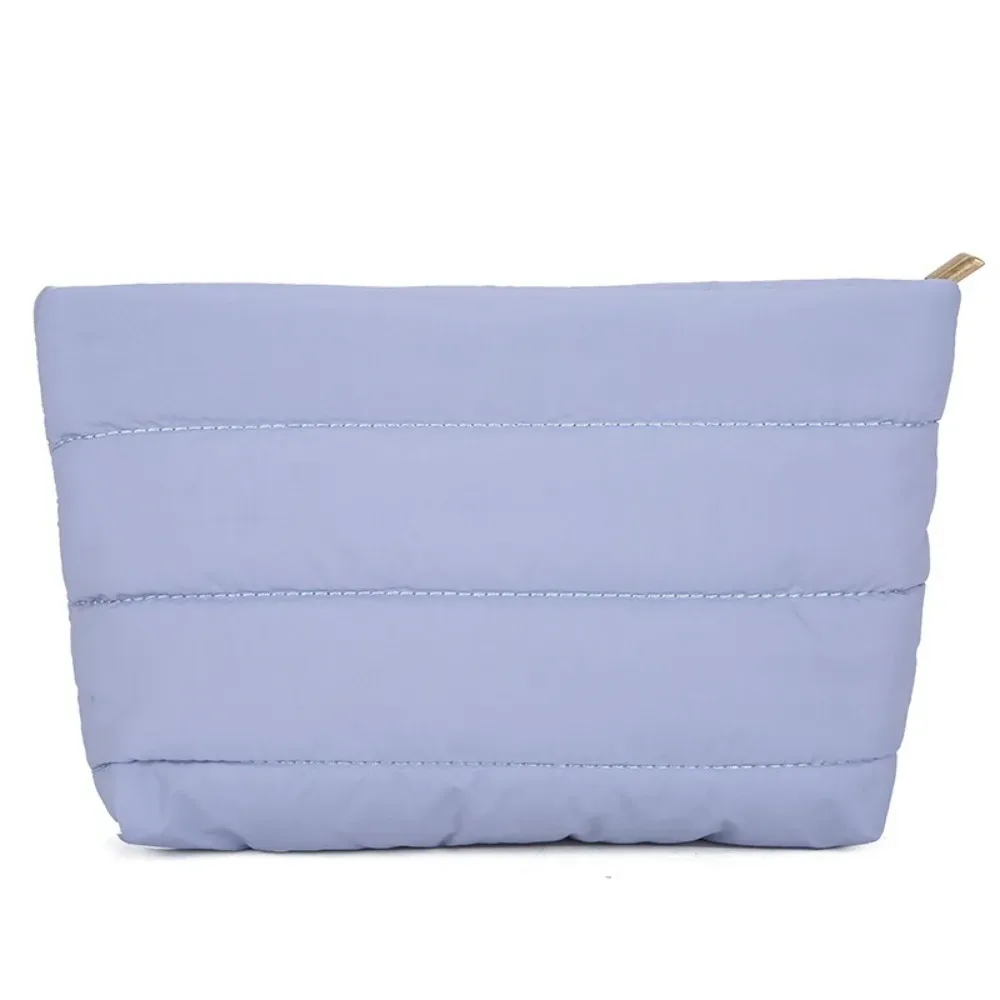 pochette de maquillage matelassée décontractée, couleur unie, rembourrée, sac de toilette de voyage, grande capacité, fermeture éclair, organiseur de cosmétiques pour femmes