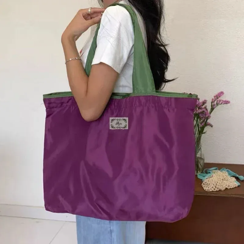 Sac à bandoulière pliable, sac de shopping imperméable de grande capacité, sac de rangement à la mode
