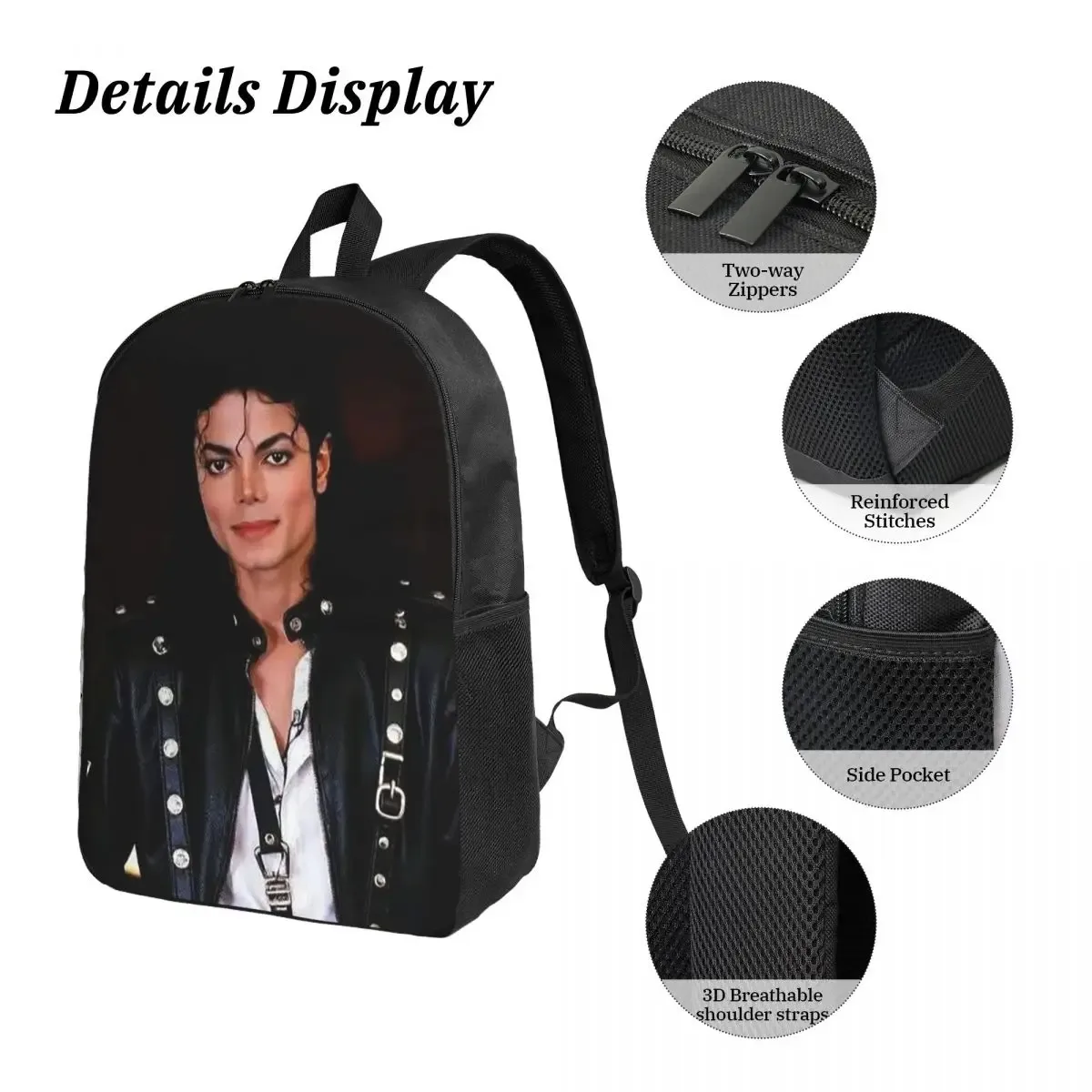 sac à dos michael jackson pour étudiants, sac d'école, sacs à bandoulière pour ordinateur, sac à déjeuner isotherme 3ps, trousse à crayons