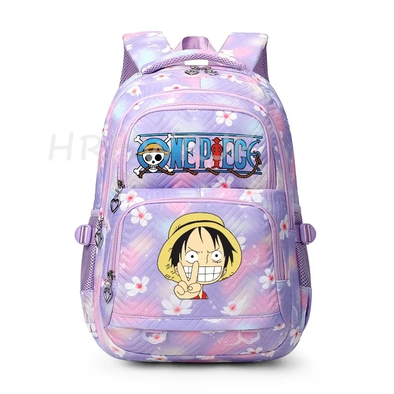 sacs à dos anime one piece légers avec fermoir, imprimé violet monkey d luffy, pour garçons et filles, grande capacité, pour adolescents, ordinateur portable, école, voyage, mochila