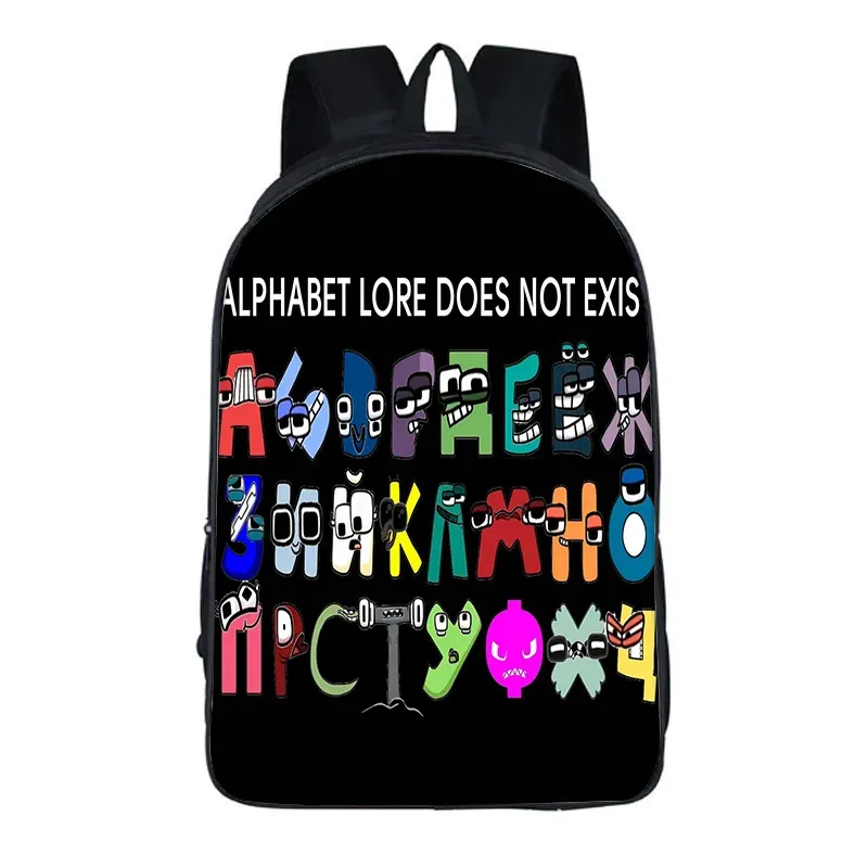 sac à dos alphabet lore avec périphériques de jeu, imprimé légende de lettres, sac à dos pour école primaire et secondaire