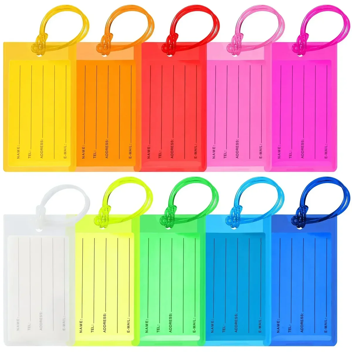 étiquette de bagage transparente colorée arc-en-ciel, étiquette de valise flexible, identification de nom étanche, identification de bagage attro, voyage