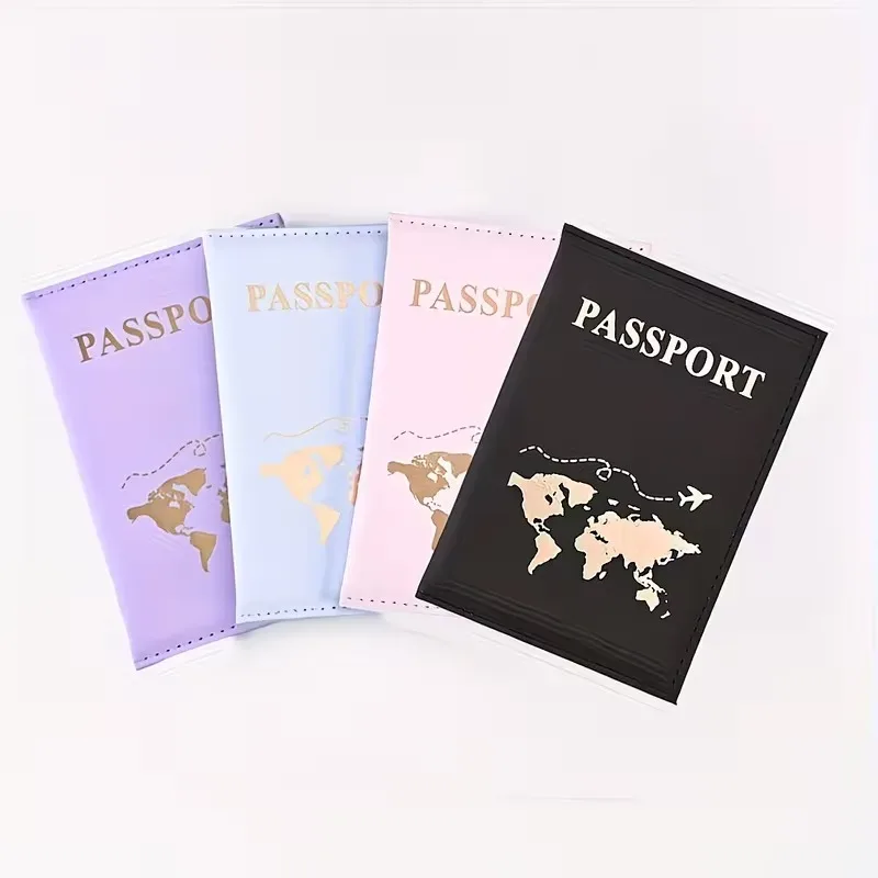 porte-passeport personnalisé avec lettres, étui pour passeport avec carte du monde et texte personnalisé. organisateur de documents portable et mignon multi-usages pour personnalisation diy