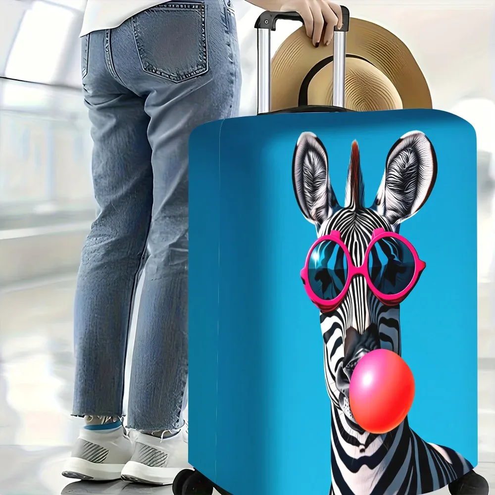 1 Housse de bagage imprimée motif zèbre et bulles pour bagages de 18 à 32 pouces ; Accessoires de voyage anti-poussière et élastiques pour une protection efficace