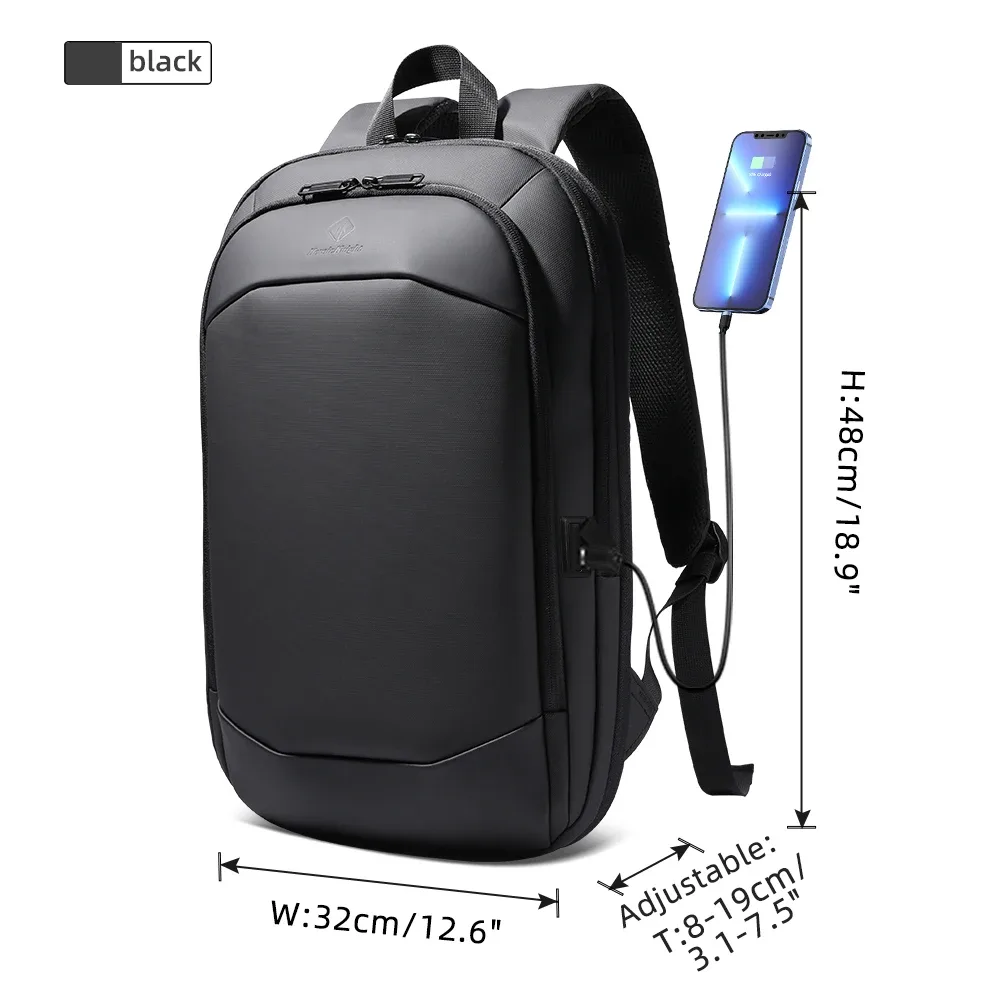 heroic knight-sac à dos d'affaires étanche pour homme et femme, sac pour ordinateur portable mince 17 ", sac d'école de luxe avec usb, fermeture éclair ykk, mode de travail