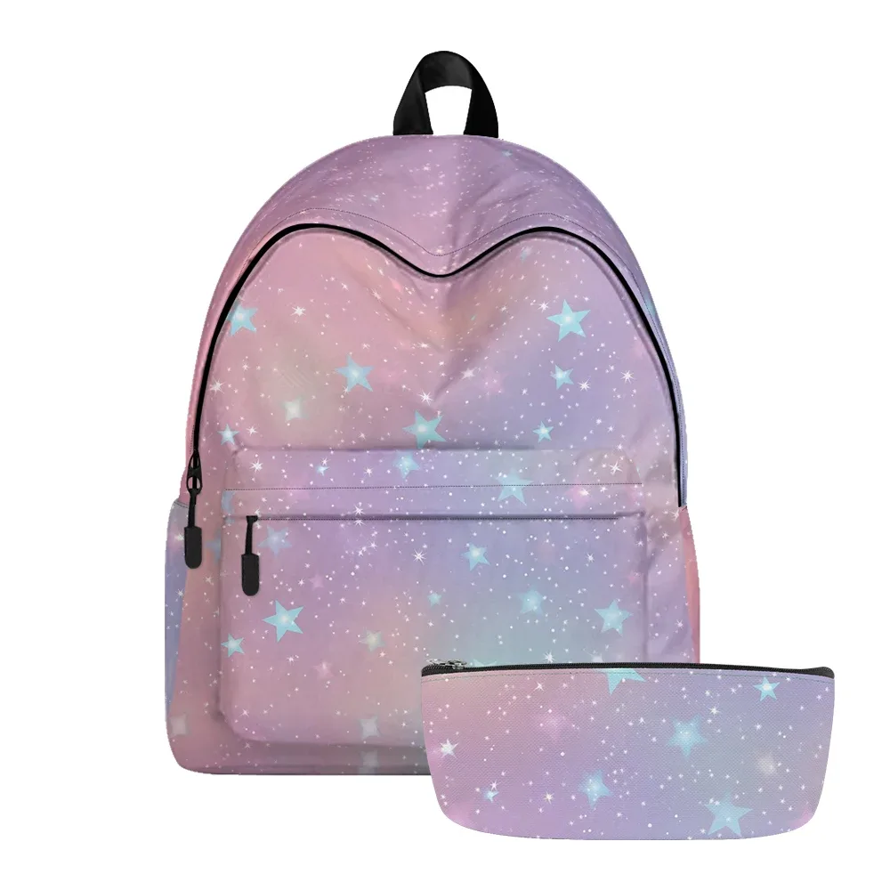 sac à dos imprimé étoile dégradé de rêve, sacs à crayons, bretelles réglables, sac d'école léger galaxie, ensembles de voyage pour adolescents et étudiants