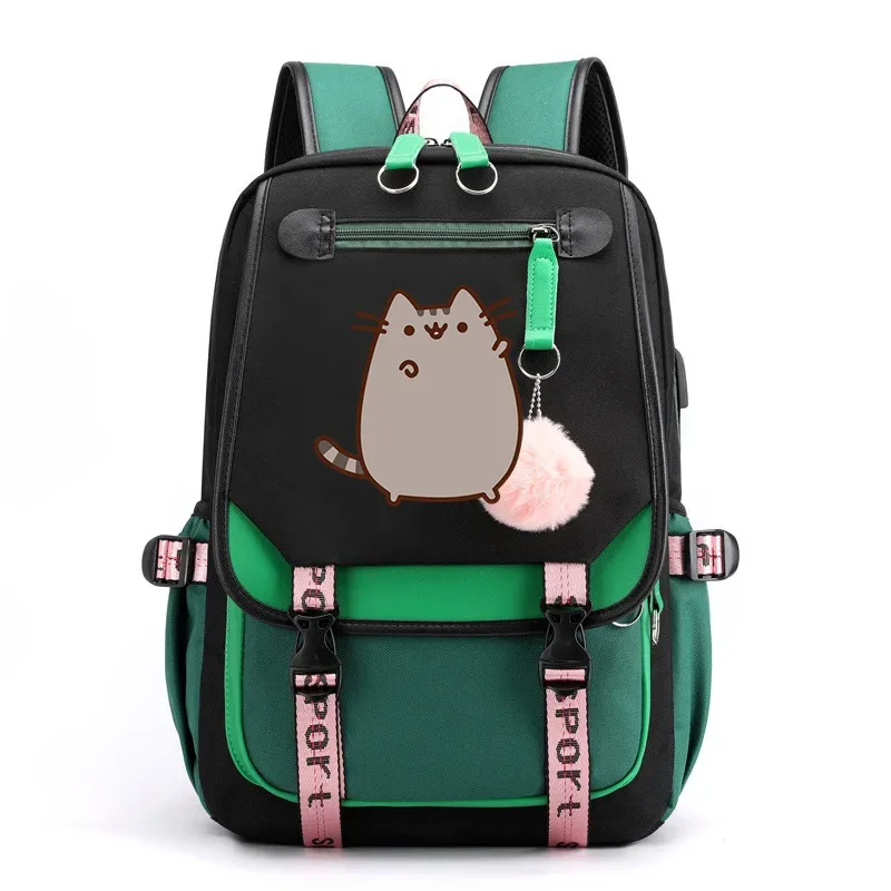 sac à dos imprimé chat de dessin animé pour adolescents, cartable pour filles et garçons, sacs à dos de voyage décontractés, sac à dos rose mochila