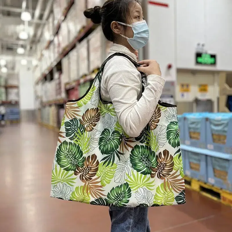 sac à cordon de couleur unie de grande capacité, sac de courses pour supermarché, sac fourre-tout pliable et portable, sac à bandoulière