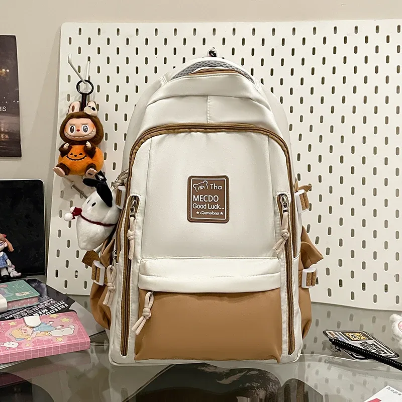 sac à dos simple et élégant à blocs de couleur, léger et de grande capacité pour étudiants, pour réduire la charge de travail et les trajets scolaires