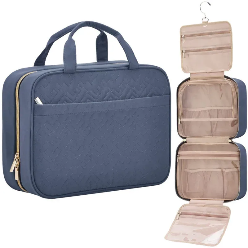 trousse de toilette sac de voyage avec crochet de suspension, trousse de maquillage résistante à l'eau organisateur de voyage pour accessoires, shampoing,