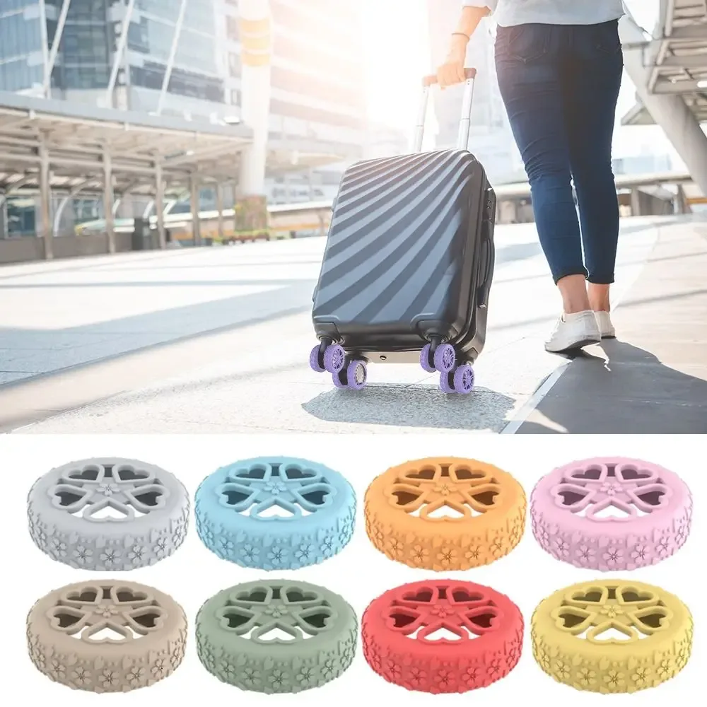 8 pièces de protections en silicone pour roues de bagages, réduisent le bruit, absorbent les chocs, protègent les roues des valises, réduisent l'usure des roues