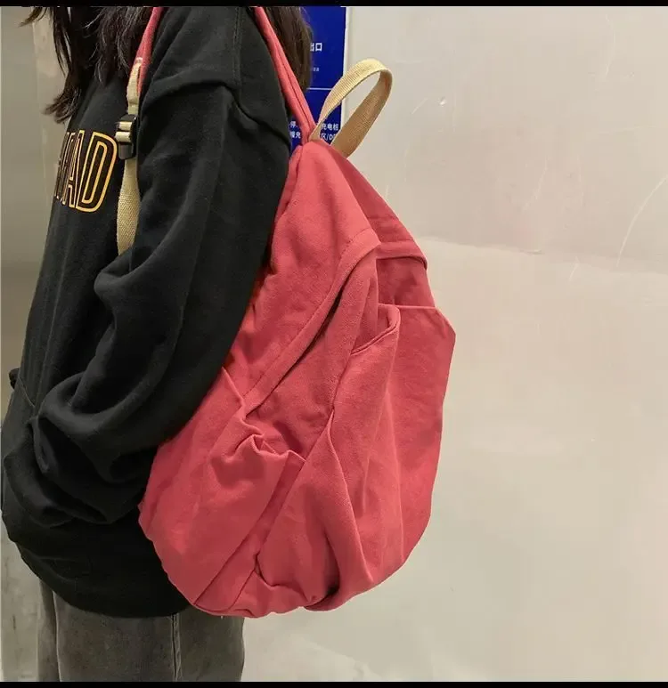 sac à dos décontracté en toile lavée grande capacité pour femme, sac à dos souple et minimaliste pour étudiants, trajets quotidiens et voyages