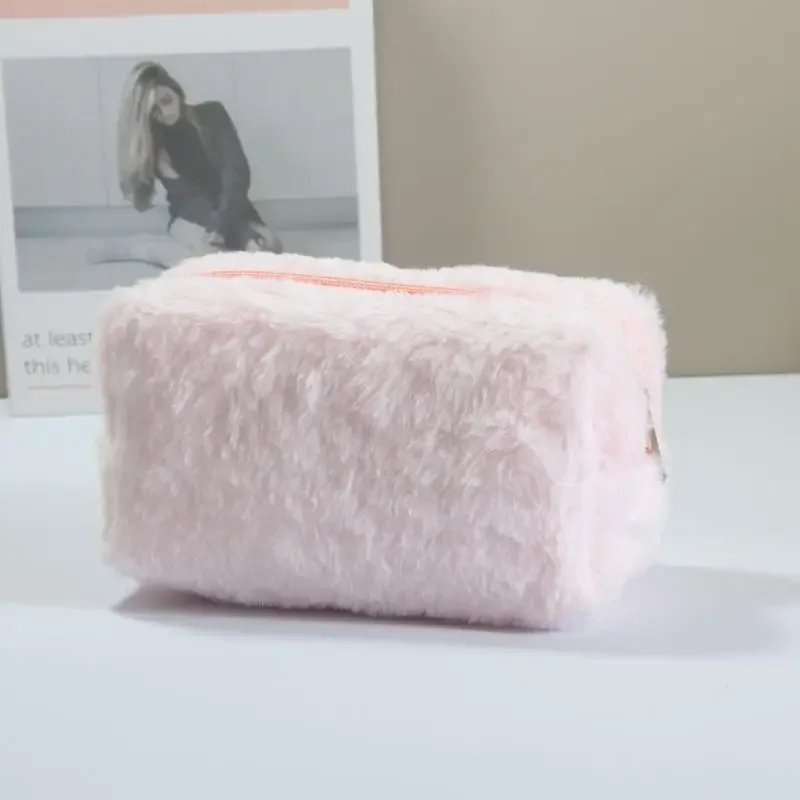 sacs à maquillage en peluche pour femmes, organiseur de voyage doux, trousse de toilette pour jeunes filles, étui à maquillage, accessoires essentiels